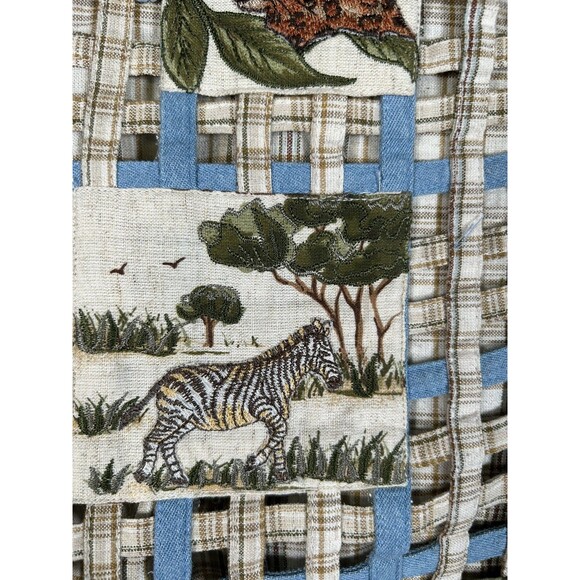 VTG Casey And Max African Safari Plaid Lattice Animal Motif Vest Womens SZ Large - Picture 4 of 14